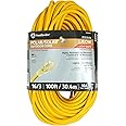 Southwire Polar/Solar Light Duty Extension Cord, 100Ft, 16 Gauge, 3 Conductor, Lighted Ends, SJEOW, Yellow, 1289SW0002