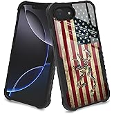 YALUUU for iPhone 16e Case Cool Camo Deer Leaf American Flag Design for Men Boys [Shockproof Bumper] [Anti-Scratch] [Anti-Slip] Heavy Duty Protection Cover Camouflage Flag