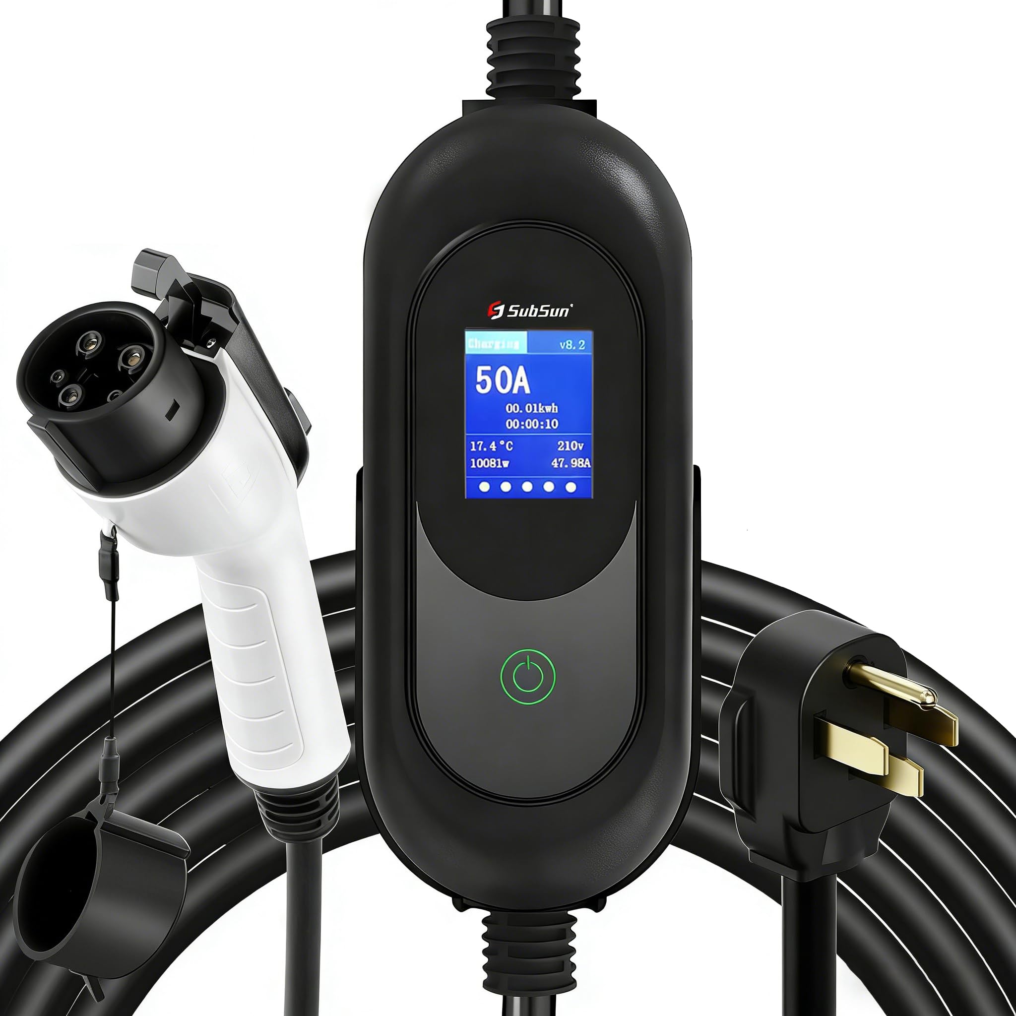 Photo 1 of SubSun Tesla Level 2 EV Charger 50Amp,240V Portable EV Charging for All North American EVs Includes J1772 and Tesla, 25FT EV Charging Cable with NEMA 14-50 Plug (with Tesla Adapter)