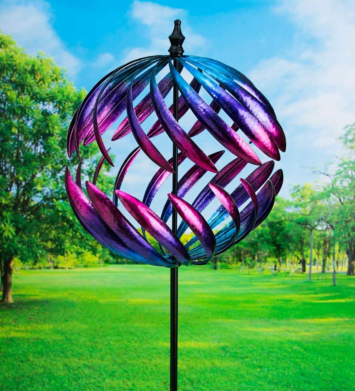 Plow & Hearth Oversized Split Sphere Metal Wind Spinner - 20 Dia. x 86