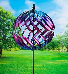 Plow & Hearth Oversized Split Sphere Metal Wind Spinner - 20 Dia. x 86