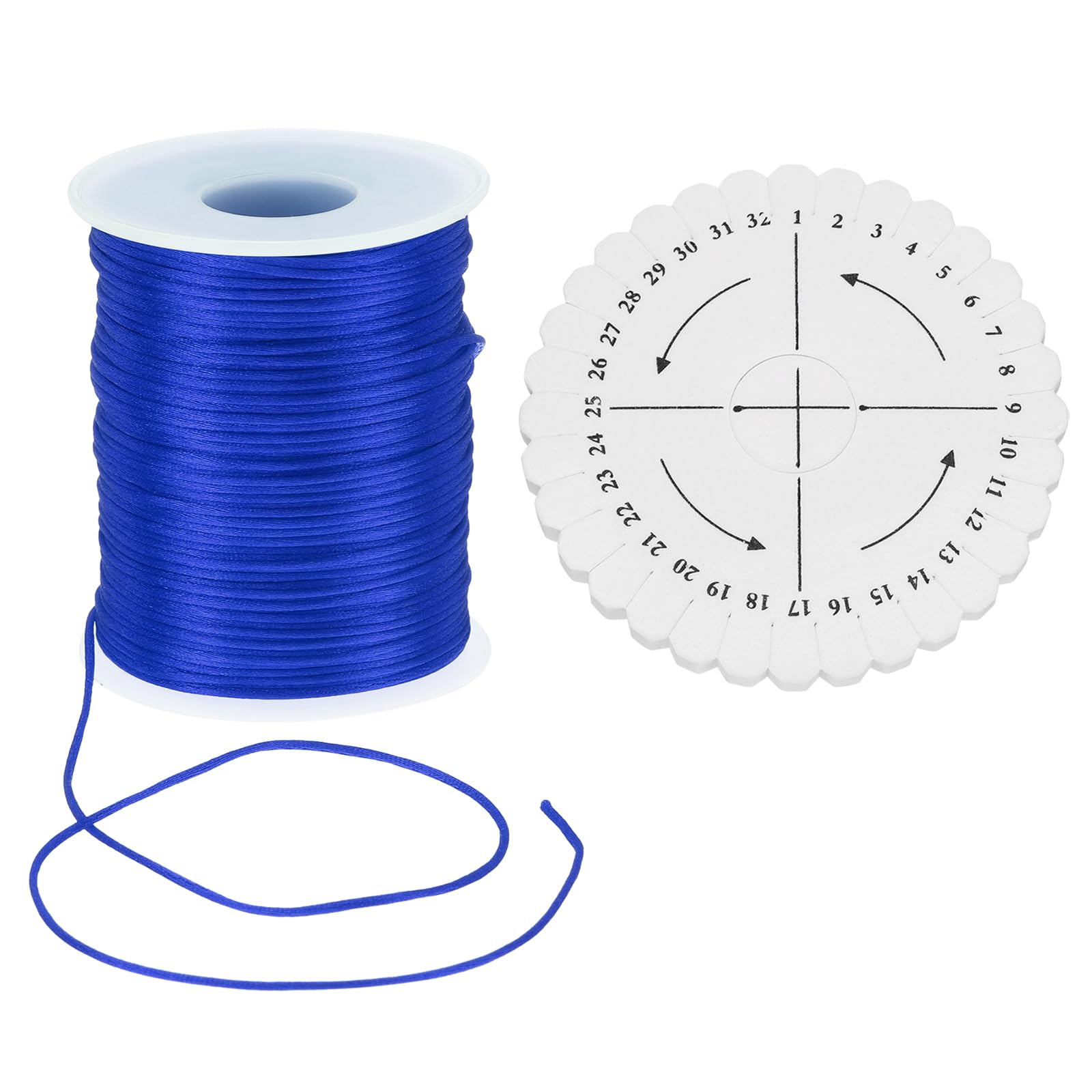 uxcell 109 Yards 1.5mm Satin String Cord, Polyester Cord Beading String with Disc Organizer for DIY Bracelet Necklace Chinese Knot Jewelry Making Macrame Trim, Blue