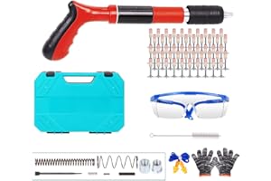 YSAEKYEO Concrete Nail Gun Kits，5 Speed Adjustable Manual Steel Nail Gun, Wall Fastening Power Tool, Portable Nail Shooting Machine for Pipe Clamp Fixing Water Pipe (Red)