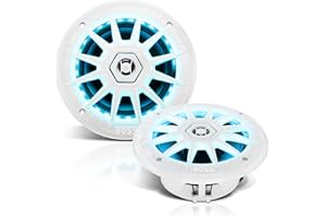 BOSS Audio Systems MRGB65 6.5 Inch Marine Boat Stereo Speakers - 200 Watts (per pair), Coaxial, 2 Way, Full Range, 4 Ohms, Multi-Color Illumination, Weatherproof, Sold in Pairs