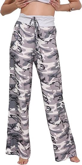 womens wide leg camo pants