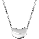 Ritastephens Sterling Silver Kidney Bean Pendant Charm Necklace (16, 18, 20 Inches)