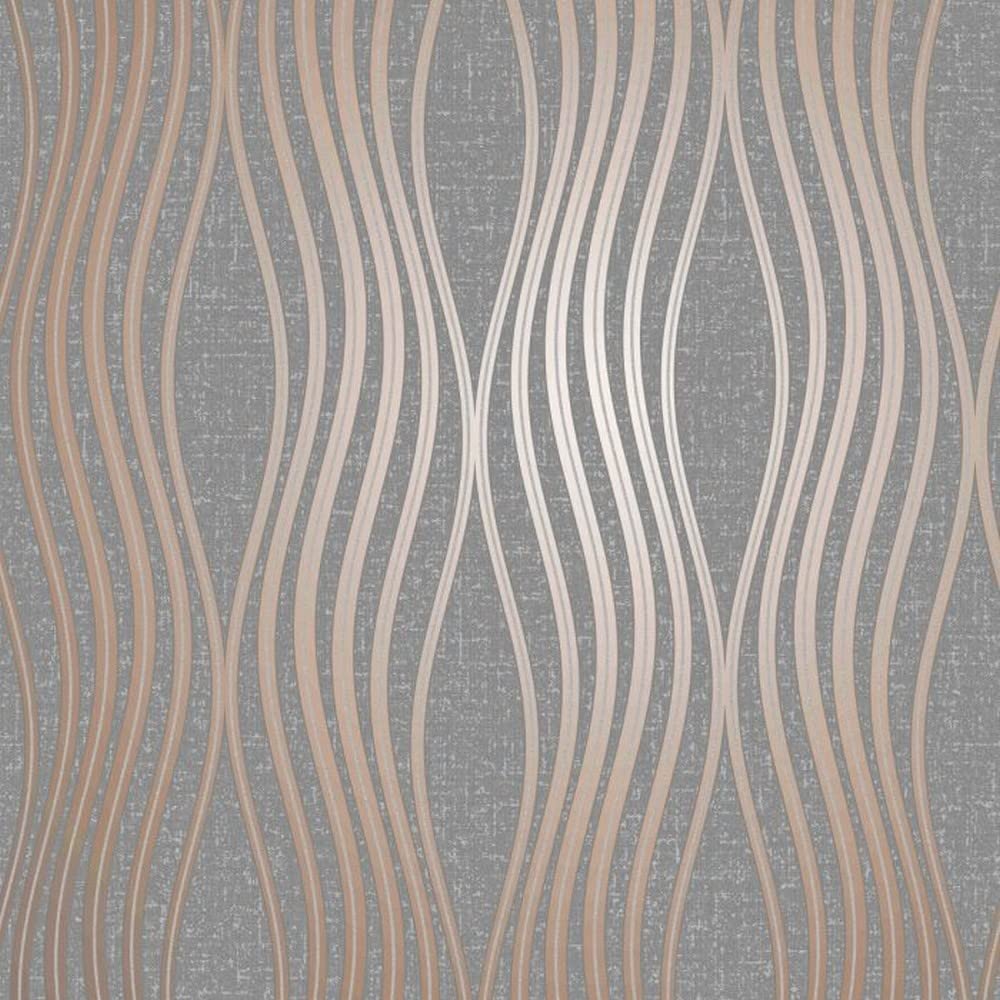 Fine Décor FD42568 Quartz Wave Copper Wallpaper, Gold,silver