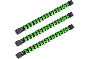 Reniteco Green Socket Organizer Drive ABS Tools - Socket Holder, Premium Quality 3 Pieces Socket Holders Kit 1/4-Inch x 48 Clips (3PC,Green)