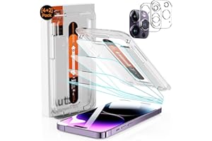 DIMONCOAT 4 Packs [Auto Alignment Kit] Screen Protector for iPhone 14 Pro Max 6.7'' with 2 Packs Camera Protector [10X Military Protection] Tempered Glass HD Film, Case Friendly