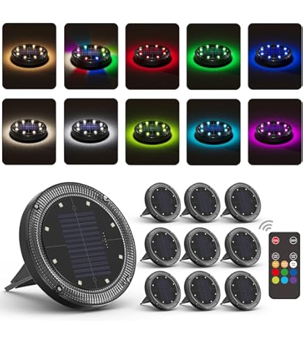 VOLISUN 8-Pack Solar Outdoor Ground Lights – IP68 Waterproof, Remote Control Up To 10M, 9 Color Modes + 3 Dynamic Modes, For Garden, Pathway, Lawn & Driveway