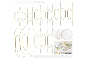 14 pcs Stainless Steel Wall Plate Hangers, 5/6/7/8/9 Inches Invisible Decorative Wire Plate Holders with No Marking Nails, Go