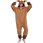 Luojida Onesie Adult Pajamas Cosplay Fleece Halloween Costume Unisex Sleepwear Jumpsuit Oversized Family Couples Pajamas