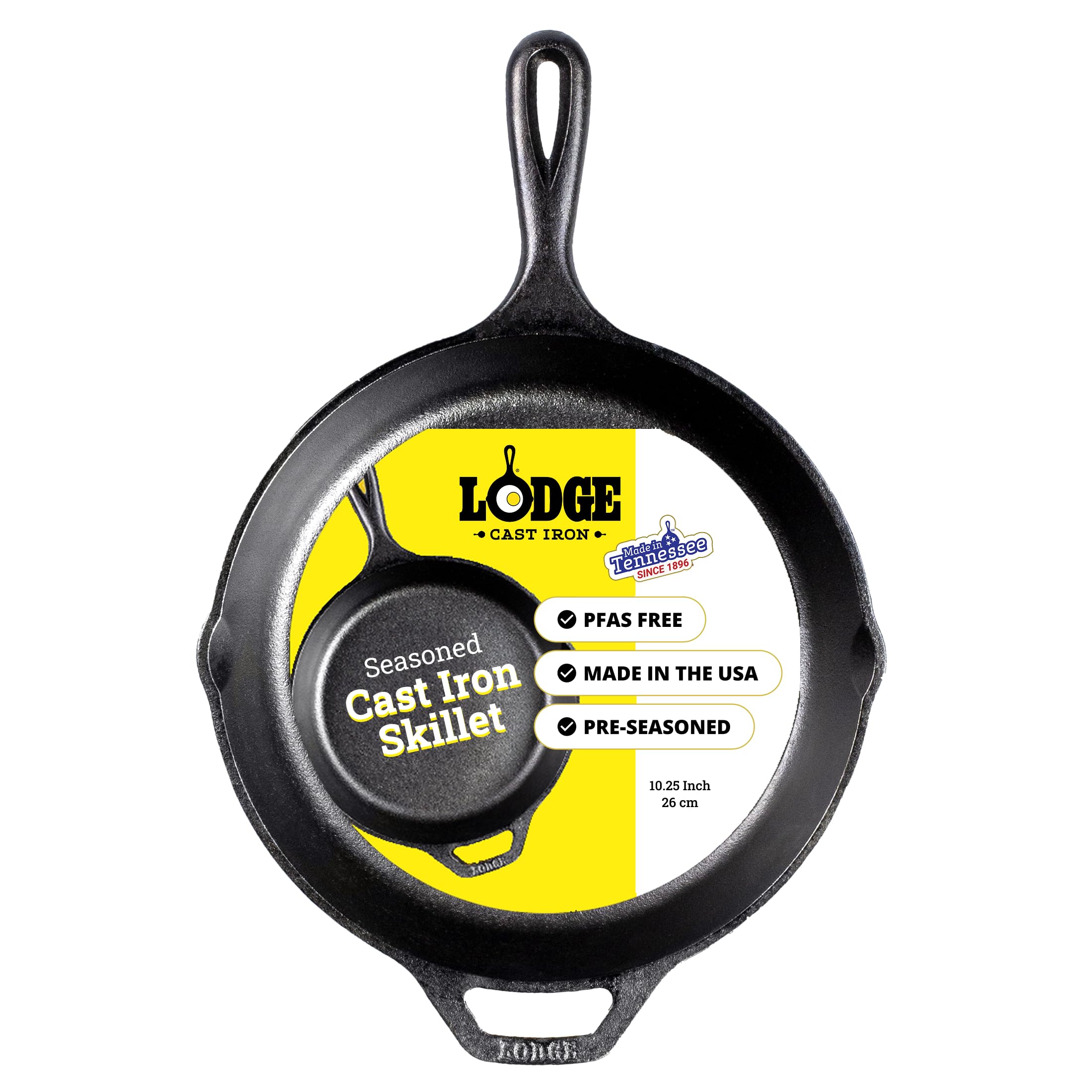 Photo 1 of *BROKEN HANDLE* Lodge Seasoned Cast Iron Skillet - PFAS-Free, Non-Toxic Cookware - Use with an Oven, Stove, Grill, or Campfire - Naturally Non-Stick & Oven Safe - 10.25 Inches