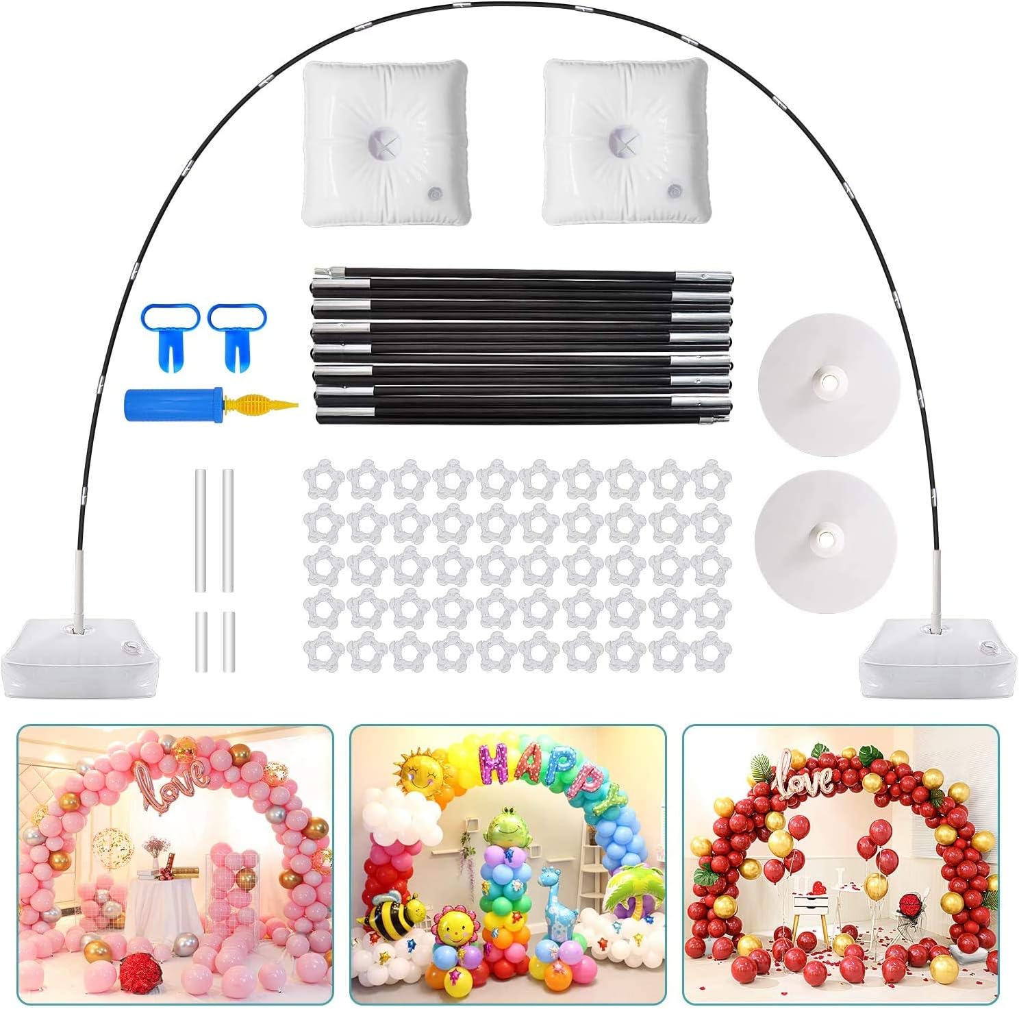 PlusFive Balloon Arch Kit,9FT Tall & 10Ft Wide Adjustable Balloon Arch Stand With Water Base