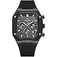 NAVIFORCE Mens Square Watches,Chronograph Analog Calendar Wrist Watch,Quartz Waterproof Watches for Men,Silicone Band