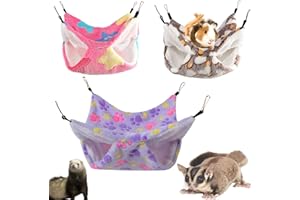 Lqucwepp 3PCS Rat Hammocks for Cage,2 Layer Pet Hammock Small Animal Pet Hammock,Plush Sugar Glider Cage Soft Hamster Bed, Pl