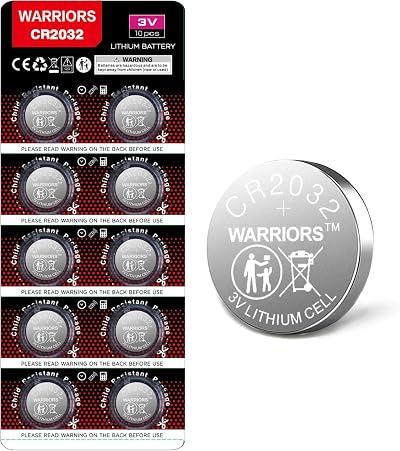 Warriors CR2032 3V Lithium Coin Battery 240mAh 10 Pack Child Safe Pack