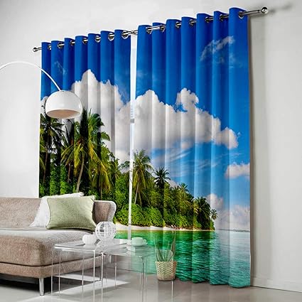 Amazon Com Homecreator Window Blackout Curtains Blue Ocean