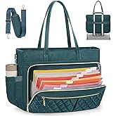 RAINSMORE Teacher Tote Bag 15.6 Inch Laptop Bag for Women Work Bag with Large Cup Holder Nurse Bag Computer Tote Handbag