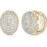 HZMAN Small Gold Plated Round/Oval/Star Hoop Earrings for Women Hypoallergenic Lightweight Chunky Huggies Earrings Inlaid with Sparkling Cubic Zirconia