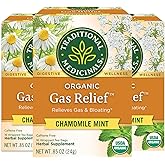 Traditional Medicinals Organic Gas Relief Chamomile Mint Herbal Tea, Relieves Gas & Bloating, (Pack of 3) - 48 Tea Bags Total