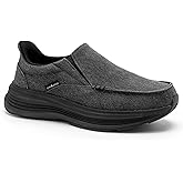 Men's Orthopedic Slip On Loafers with Arch Support: Comfortable Plantar Fasciitis Orthotic Shoes for Plantar Fasciitis, Canvas Thick Sole Walking Shoes for Foot and Heel Pain Relief