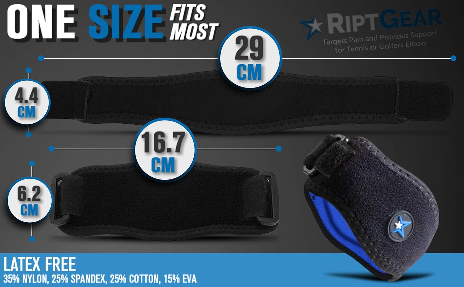 Tennis Elbow Brace by RiptGear – Brace for Elbow Tendonitis Golfer Elbow and Other Elbow Injuries. Provides Comfortable Compression for Elbow Pain Relief: Industrial & Scientific