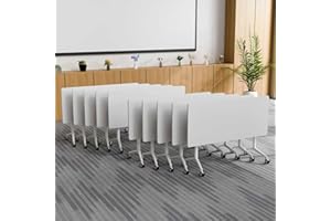 JNMDLAKO 10Pack Folding Conference Room Table, Modern Conference Tables with Silent Wheels, Large Rectangular Mobile Training Tables for Office Classroom, Foldable Modular Seminar Table White (L63in)
