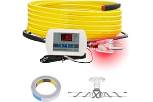 Cupohus Softer Heat Tape for Water Pipes 15FT, Self-Regulating Digital Display Thermostat, Freeze Protection Roof Deicing Cable for Metal, Plastic Home Pipes, RV Water Hose