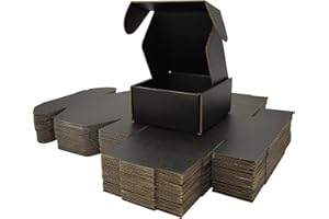 Lmuze Small Black Shipping Boxes for Small Business Pack of 25-4x4x2 inches Cardboard Corrugated Mailer Boxes for Shipping Packaging Craft Gifts Giving Products