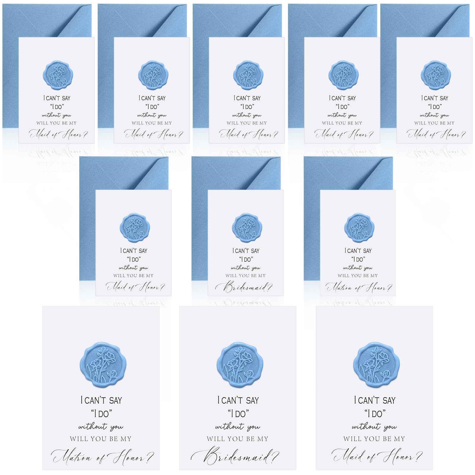 Photo 1 of Motiskyy 11 Set Bridesmaid Proposal Card Envelopes Will You Be My Bridesmaid Cards Floral Bridal Proposal Maid of Honor Matron of Honor Invited Favor for Bridal Shower Wedding(Blue)