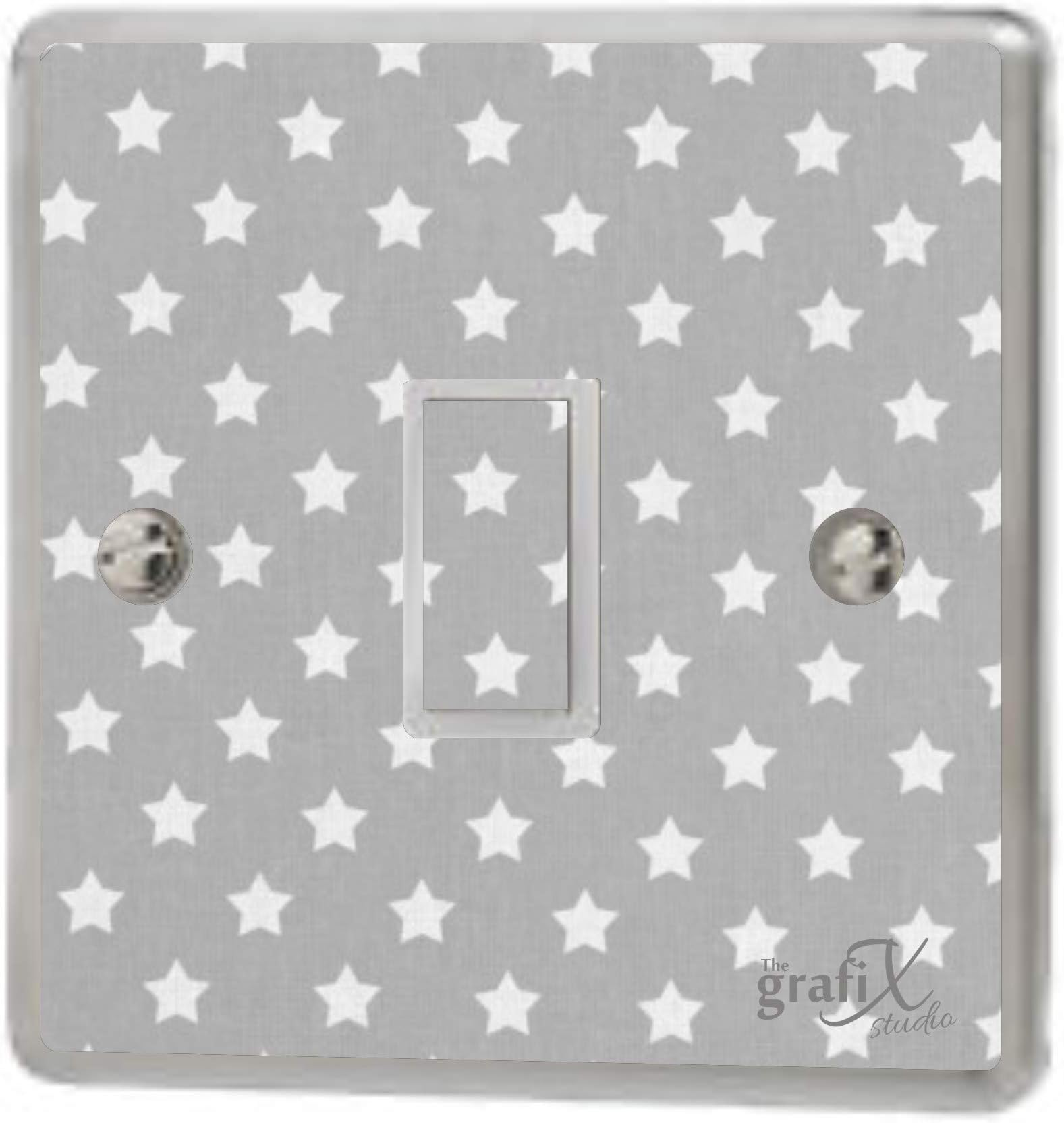 Baby Grey Stars Light Switch Sticker Vinyl/Skin cover, sw153