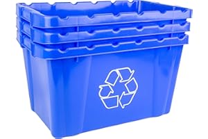 HE HUDSON EXCHANGE Hudson Exchange 25.8 x 16.2 x 14.5 (3 Pack, 18 Gallon) Recycle Container Curbside Tote Bin for Paper, Cans and Packaging, Blue