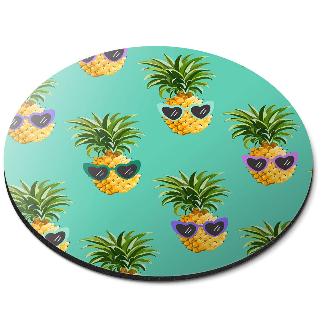 Funny Pineapple Tropical Summer - Flexible Round 5mm Rubber Mouse Mat Pad Office Home Novelty Printed Desk Accessory 12718