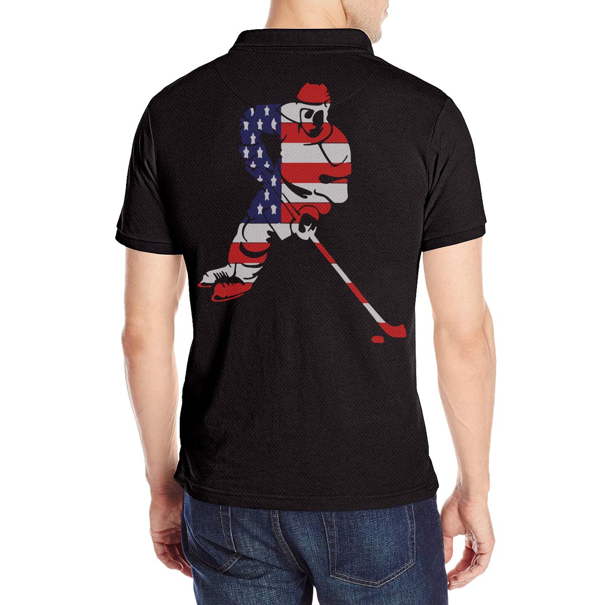 Buy LANJYF Men's American Flag Hockey Polo Tshirt for Men Black at