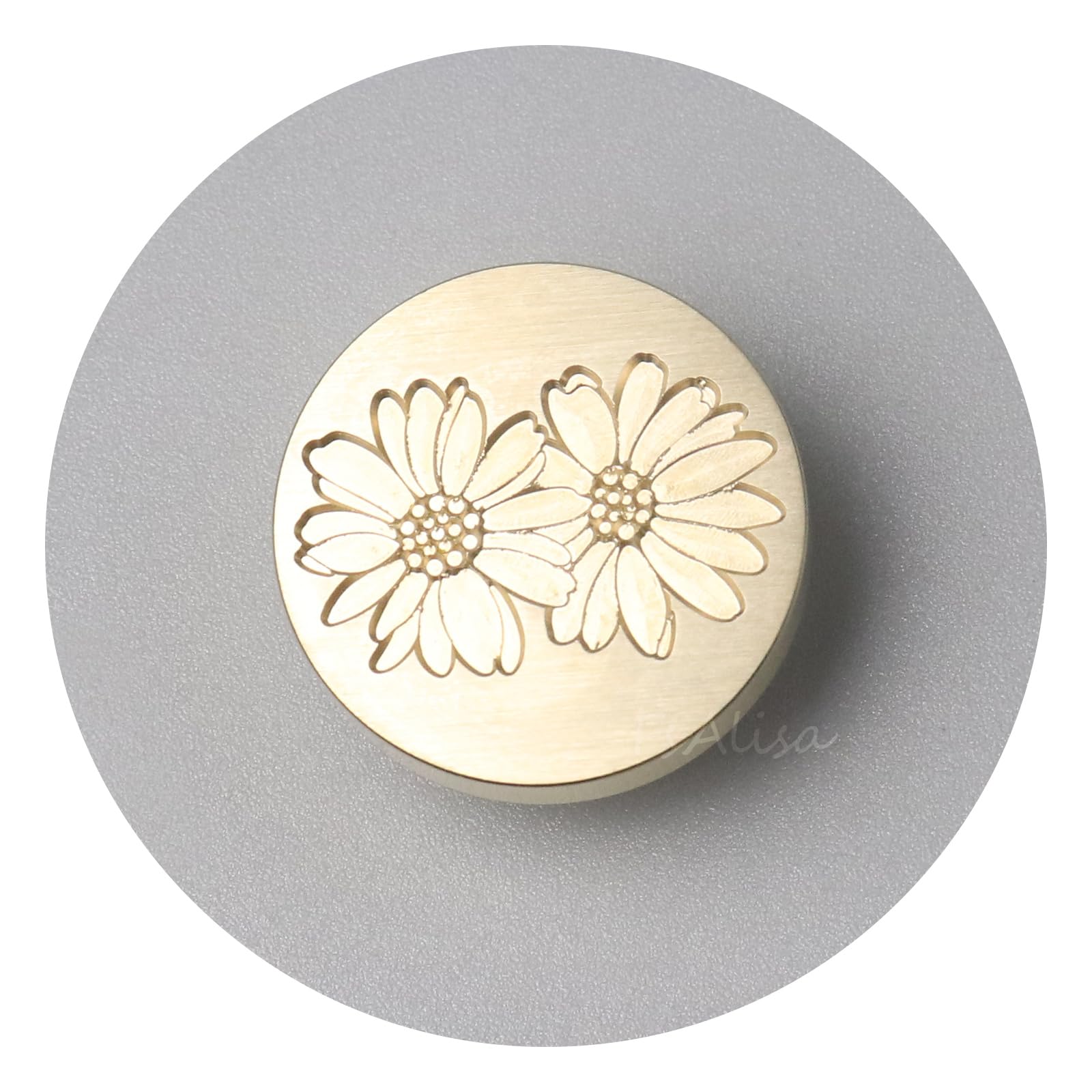 fsalisa Daisy Flower Sealing Wax Stamp Head Botanical Brass Head Plant Wax Seal Stamp Head without Handle Embellishment Wedding Invitations, Greeting, Christmas Cards,Envelopes, Gift Wrap