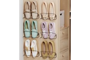 PrimZooty Wall Mounted Shoe Rack 6PCS, with Sticky Hanging Strips, Metal Wall Shoe Storage, Hanging Shoe Organizer for Wall/R