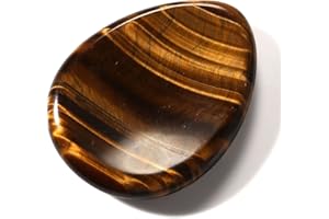 CrystalTears Tiger's Eye Thumb Worry Stone Healing Crystal Pocket Palm Stone Worry Stones for Anxiety Stress Relief