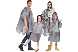 EVELOMO 4Pack Ponchos Family Pack,Rain Poncho For Family Pack,Clear Ponchos with Hood