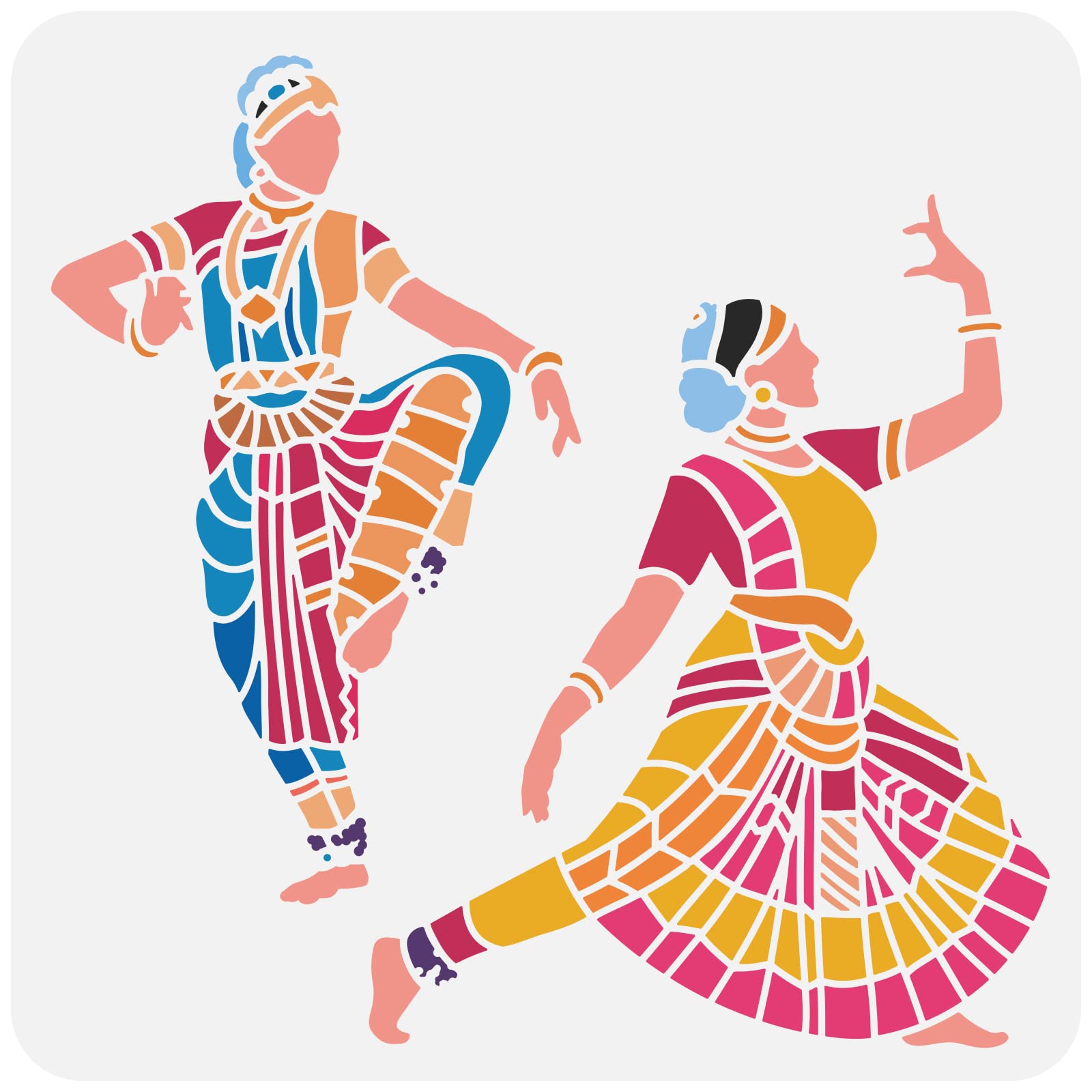 FINGERINSPIRE Indian Dance Stencils - 30x30cm Plastic Stencil Templates for Classical Indian Dancer Patterns - DIY Home Decor Craft Painting — image 1