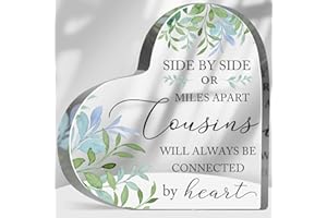 TILLFURU Gifts for Cousins Side by Side or Miles Apart Cousins Are Always Connected by Heart Acrylic Keepsake Birthday Gift for Cousins Best Cousin Gifts for Women Gifts