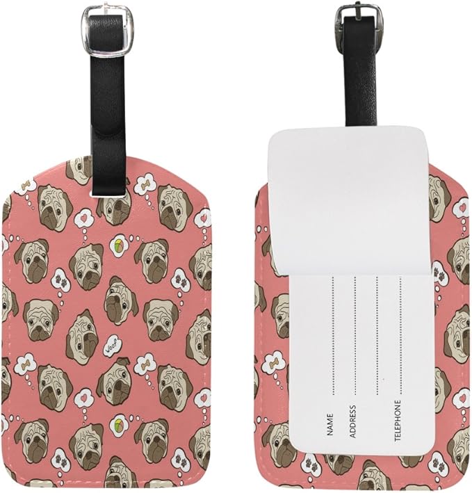Use4 Lovely Pug Dog Luggage Tags Travel ID Bag Tag for