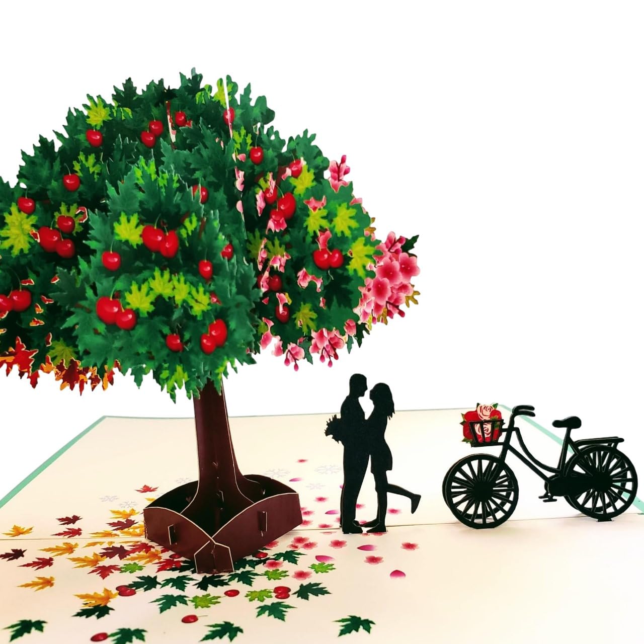 iGifts And Cards Four Seasons Tree of Love 3D Pop Up Greeting Card – Happy Anniversary, Engagement Card For Her, Fun Valentine's Day Congratulations, Birthday, Romance, Awesome, Best Wishes, BFF