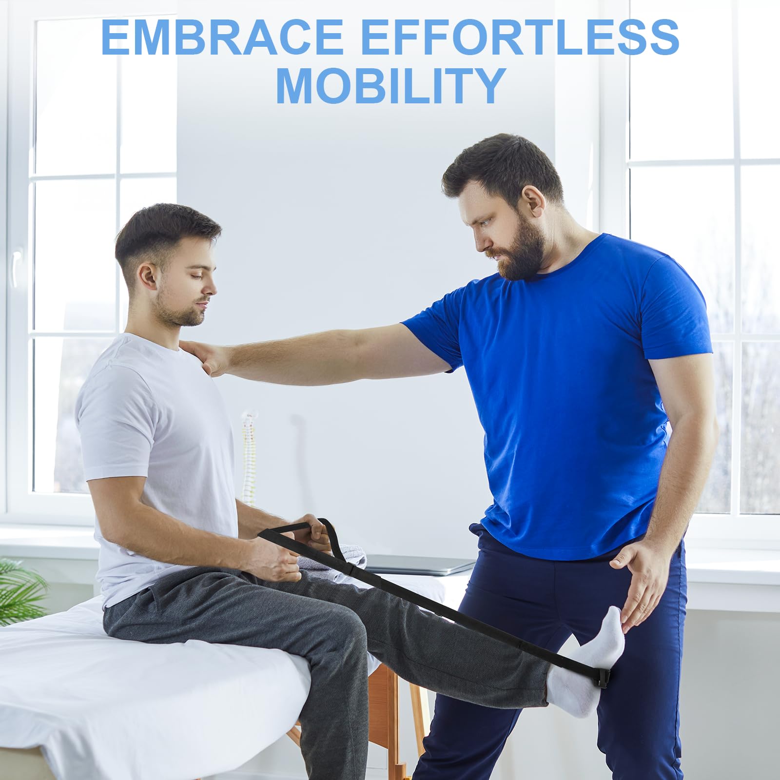 Eucredy Rigid Leg Lifter for After Knee Surgery, Extra Long Leg Lifters for Elderly, Adjustable Leg Lifter Strap for After Hip Replacement, Limited Mobility, Foot Lifter Aid for Bed, Car, Wheelchair