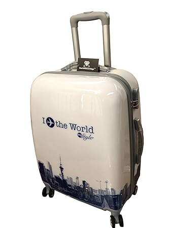 Tramp & Badger 360 Rotating Wheels, I The World My Style Printed Pattern Non-Breakable Trolley Bag- Multi-Colour (24 Cabin Size)