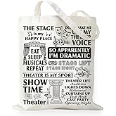 RNYJJ Theater Lovers Gifts for Girls Women Broadway Gift for Musicians Actors Music Teacher Drama Gifts Canvas Tote Bag