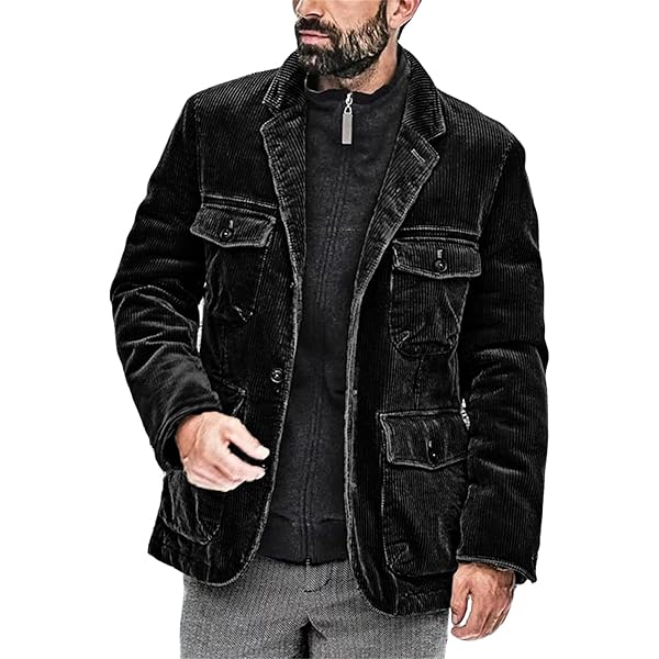 vintage corduroy jacket / blouson / 短丈 ZWRXW Corduroy Jacket for Men Vintage Lapel Button Down Long