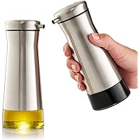 Gorgeous Olive Oil And Vinegar Dispenser Set of 2 - Elegant Stainless Steel Oil Cruet Set For Easy & Drip Free Pouring