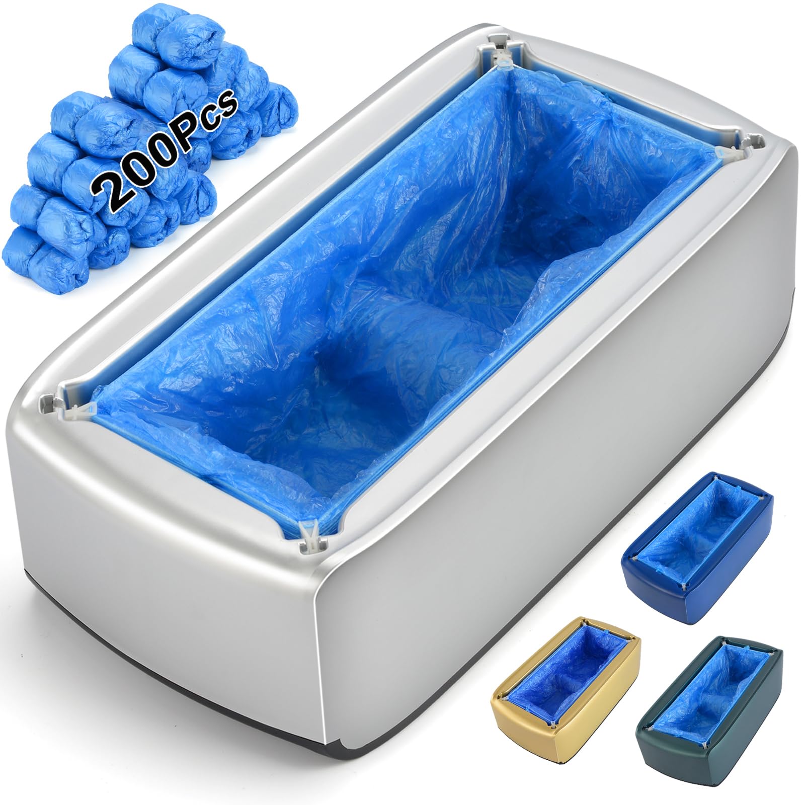 Photo 1 of LYSHIYI Shoe Cover Dispenser with 200pcs Disposable Shoe Covers, Automatic Shoe Cover Machine Fits shoes up to Men's size 12, Suitable for Home, Factory, Hospital (Silver)