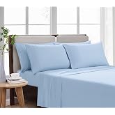 CANNON Solid Breezy Blue Twin 4 Piece Sheet Set
